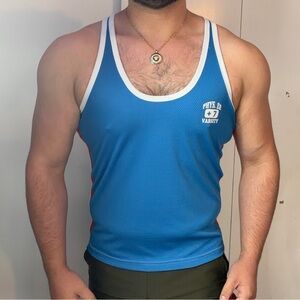 Andrew Christian Blue Varsity Tank Top